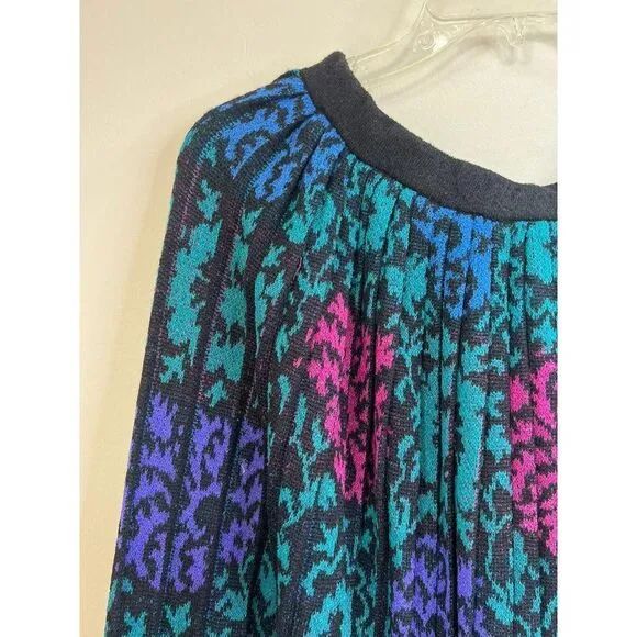 MISSONI Green Flared Floral Print Pleated Maxi Skirt Size M