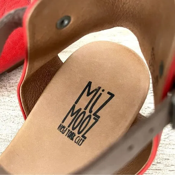Miz Mooz Alanis Flat Leather Ankle Strap Sandal in Scarlet Red, Size 8 NWOB