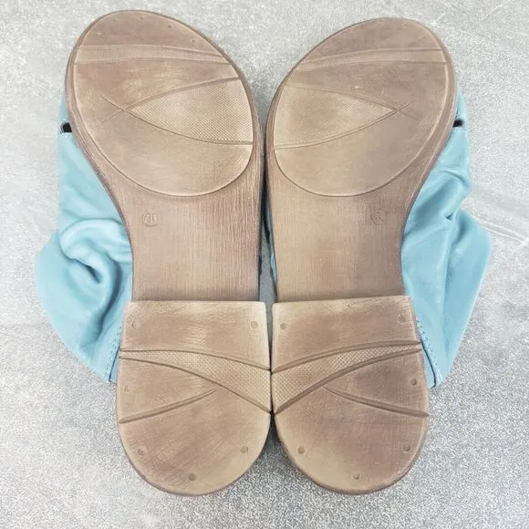 Miz Mooz Slide Sandals Womens 40 W (9-9.5) Leather Blue Flat Open Toe Shoes