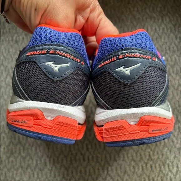 Mizuno Women's Wave Enigma 6 Running Sneakers Blue/Fiery Coral-Silver Size 9