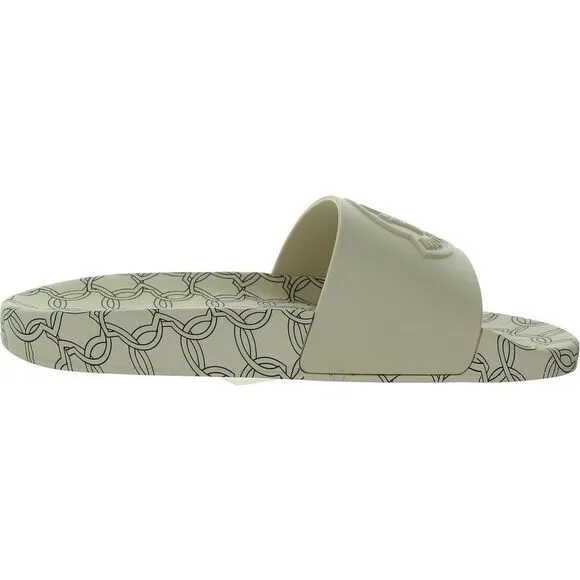 Moncler Womens Ivory Slip On Open Toe Flat Slide Sandals Shoes New