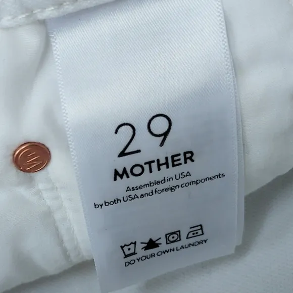 MOTHER Denim The Looker Ankle Jean Size 29 White Glass Slipper Racer Side Stripe