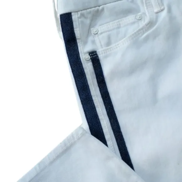 MOTHER Denim The Looker Ankle Jean Size 29 White Glass Slipper Racer Side Stripe