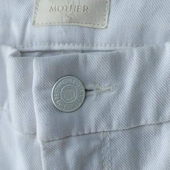 MOTHER Denim The Looker Ankle Jean Size 29 White Glass Slipper Racer Side Stripe