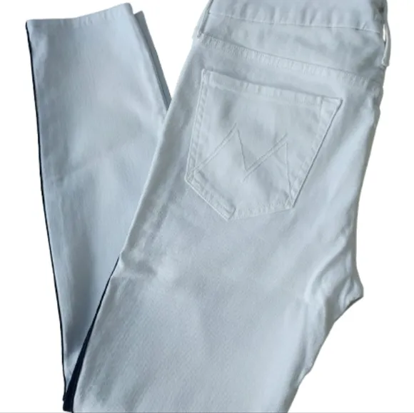 MOTHER Denim The Looker Ankle Jean Size 29 White Glass Slipper Racer Side Stripe