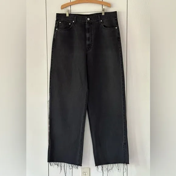 Mother The Fun Dip Puddle Slice Fray Wide Leg Jeans Size 31 NEW