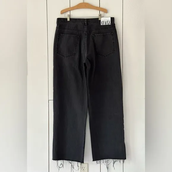 Mother The Fun Dip Puddle Slice Fray Wide Leg Jeans Size 31 NEW