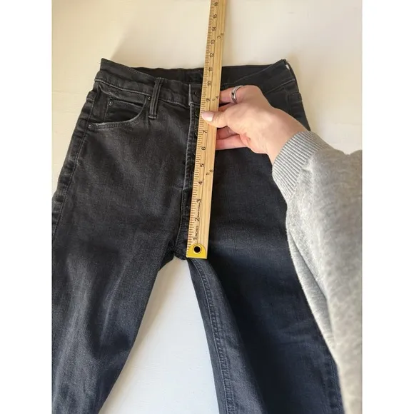 Mother The Pixie Dazzler Ankle Fray Jeans Size 25  Faded Black Raw Hem
