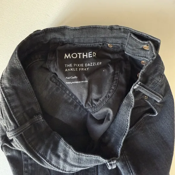 Mother The Pixie Dazzler Ankle Fray Jeans Size 25  Faded Black Raw Hem