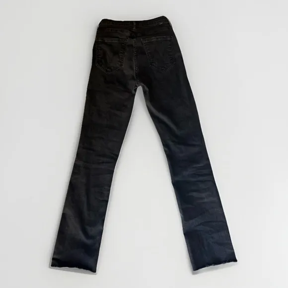Mother The Pixie Dazzler Ankle Fray Jeans Size 25  Faded Black Raw Hem