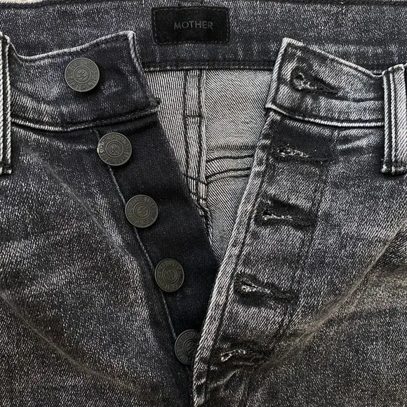 Mother The Pixie Dazzler Skimp Jeans Skinny Jeans Washed Black Train Stops Sz 26