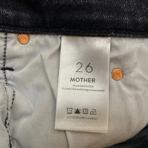 Mother The Pixie Dazzler Skimp Jeans Skinny Jeans Washed Black Train Stops Sz 26