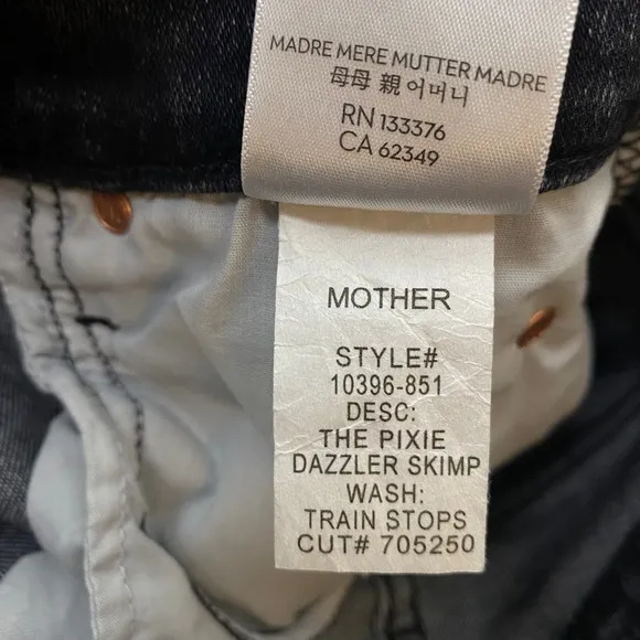 Mother The Pixie Dazzler Skimp Jeans Skinny Jeans Washed Black Train Stops Sz 26
