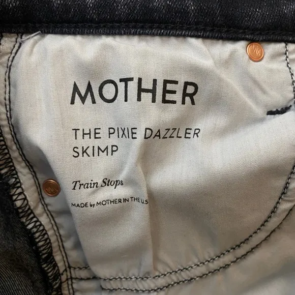 Mother The Pixie Dazzler Skimp Jeans Skinny Jeans Washed Black Train Stops Sz 26