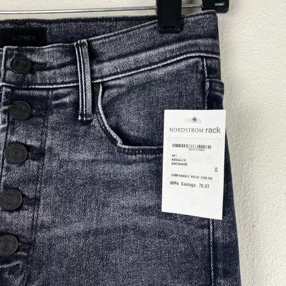 Mother The Pixie Dazzler Skimp Jeans Skinny Jeans Washed Black Train Stops Sz 26