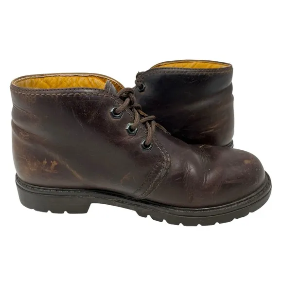 MR PANAMA Jack Havana Joe Brown Leather Ankle Lace Up Boots 40 Waxy Waterproof