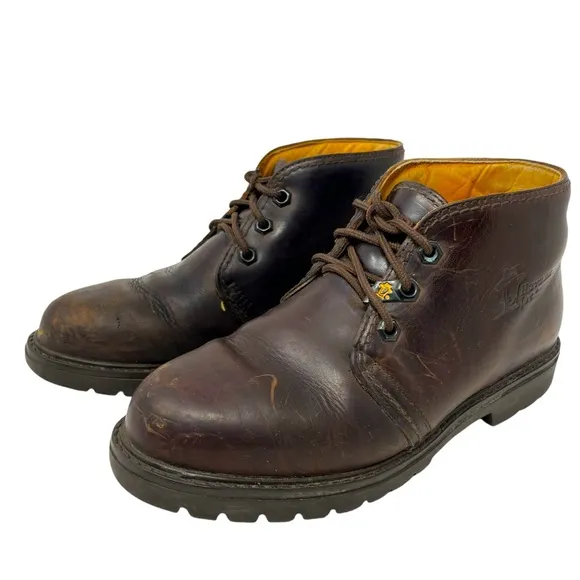 MR PANAMA Jack Havana Joe Brown Leather Ankle Lace Up Boots 40 Waxy Waterproof