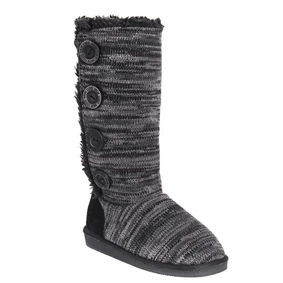 MUK LUKS BOOTS BLACK FAUX FUR WATER RESISTANT BOOTIES NWT SZ 8