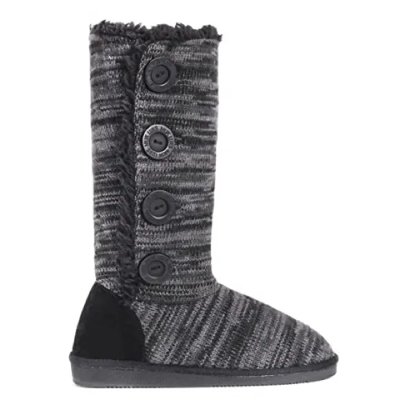 MUK LUKS BOOTS BLACK FAUX FUR WATER RESISTANT BOOTIES NWT SZ 8