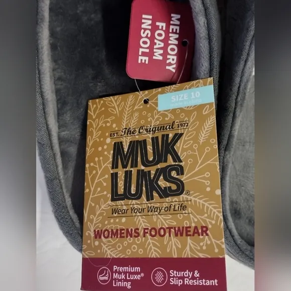 MUK LUKS NWT Women's Flexi Long Island Memory Foam Charcoal gray women size 🔥