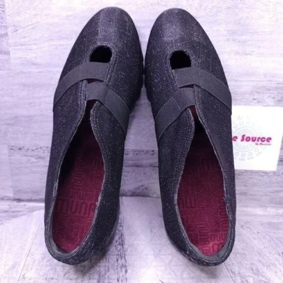 Munro Alta Slip on Sparkle Glitter Fabric Running Sneaker Black Women's sz 9.5