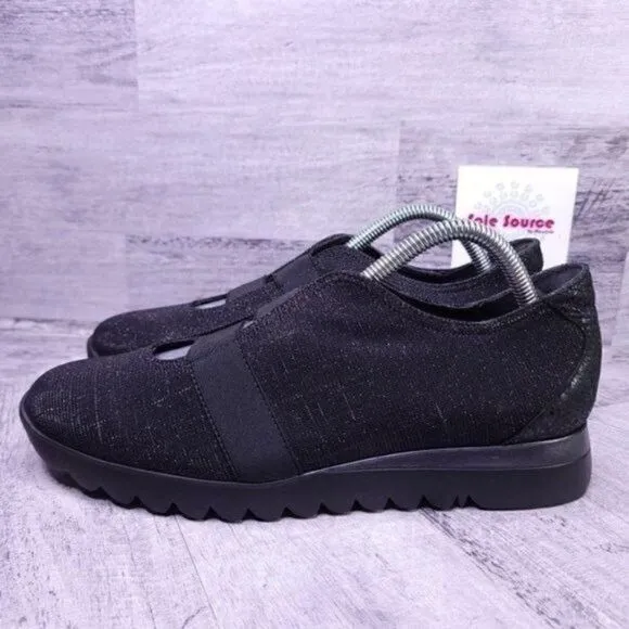 Munro Alta Slip on Sparkle Glitter Fabric Running Sneaker Black Women's sz 9.5