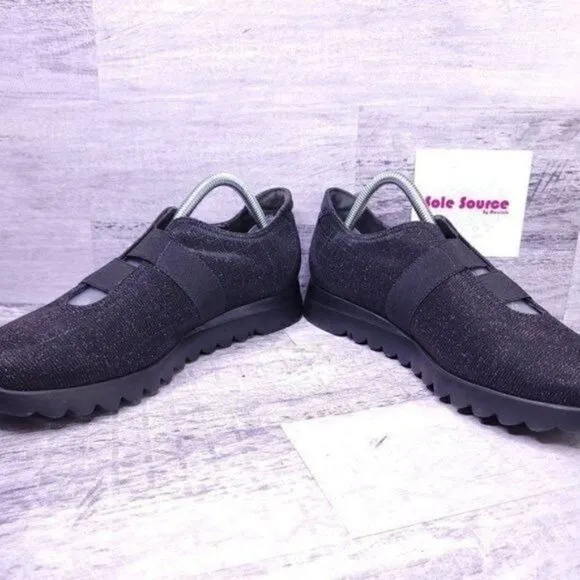 Munro Alta Slip on Sparkle Glitter Fabric Running Sneaker Black Women's sz 9.5