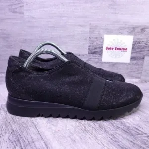 Munro Alta Slip on Sparkle Glitter Fabric Running Sneaker Black Women's sz 9.5