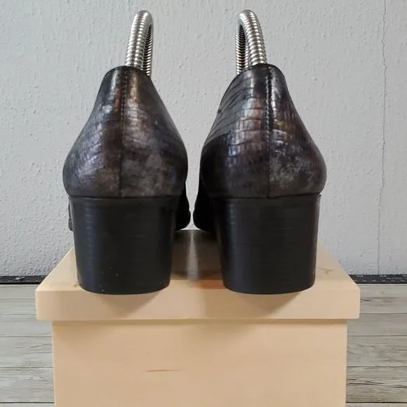 Munro Billee Grey Lizard Leather/Grey Fabric‎ Heels Pumps Shoes M310878 Size 9½
