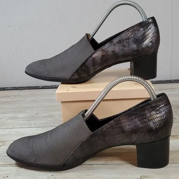 Munro Billee Grey Lizard Leather/Grey Fabric‎ Heels Pumps Shoes M310878 Size 9½
