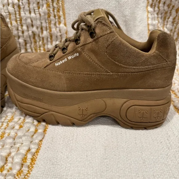 Naked Wolfe Sporty Tan/Brown Platform Sneakers Size 9