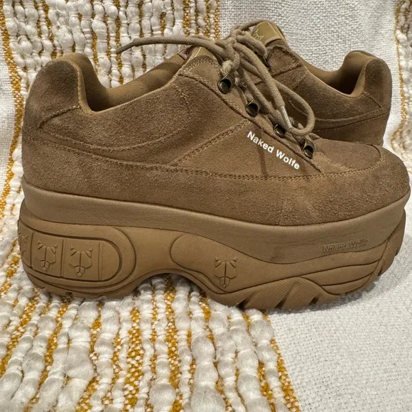 Naked Wolfe Sporty Tan/Brown Platform Sneakers Size 9