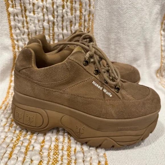 Naked Wolfe Sporty Tan/Brown Platform Sneakers Size 9