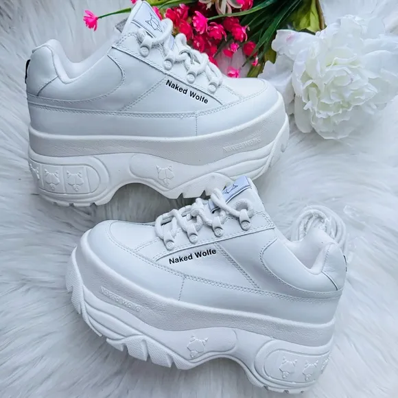 Naked Wolfe Sporty White Leather Sneakers