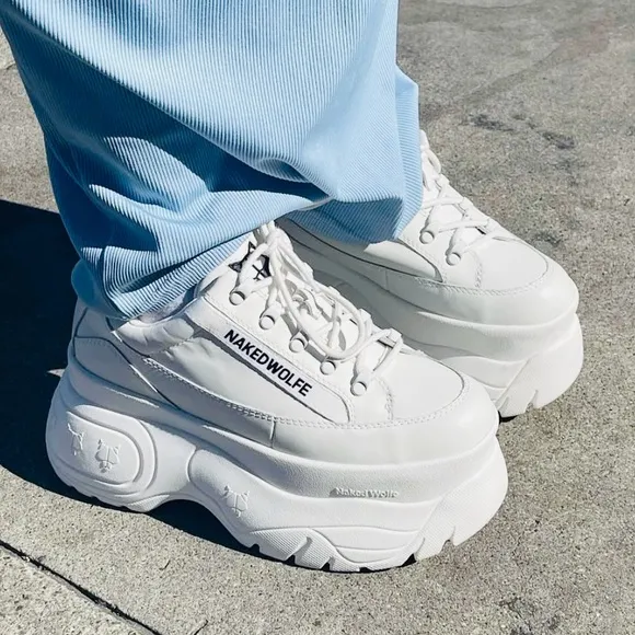 Naked Wolfe Sporty White Leather Sneakers