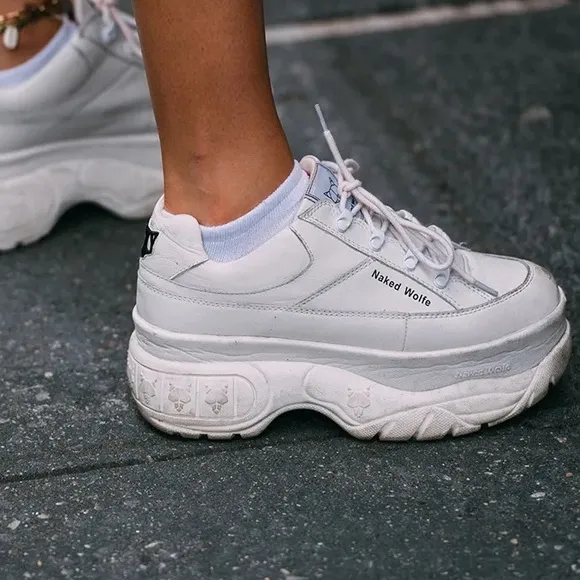 Naked Wolfe Sporty White Leather Sneakers