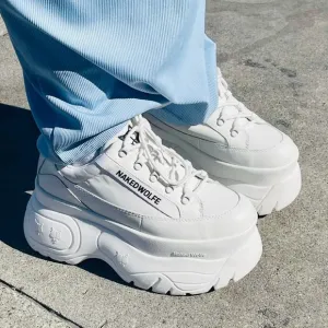 Naked Wolfe Sporty White Leather Sneakers