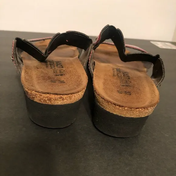 Naot Michele Slide Sandals Patent Burgundy Jewel Comfort Shoes Size EU 37 US 6