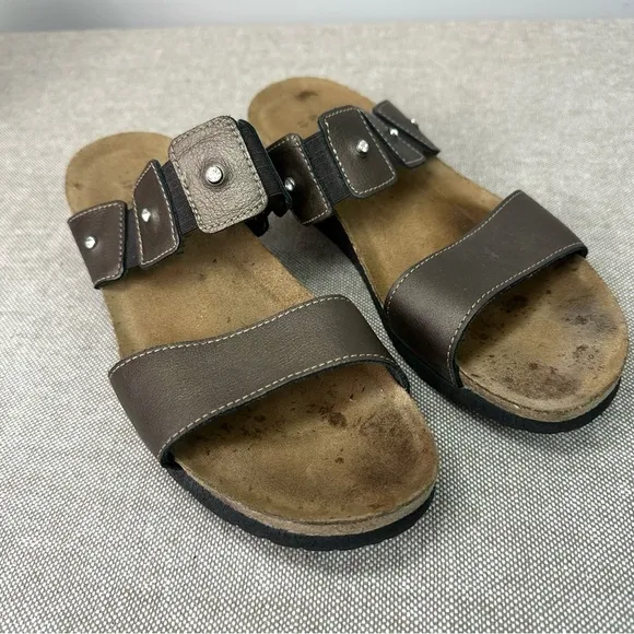 Naot Women’s Ashley Brown Leather Strap Wedge Sandals Shoes Size 41 / 10