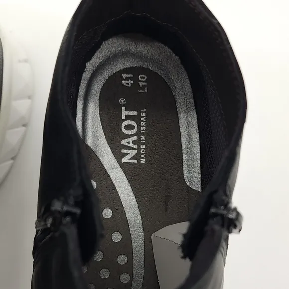Naot Zodiac Women's Black Leather Dual-Zip Sneaker Boots Size 10 EU 41
