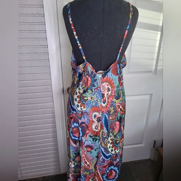 Natori Vintage Psychedelic Satin Slip Dress