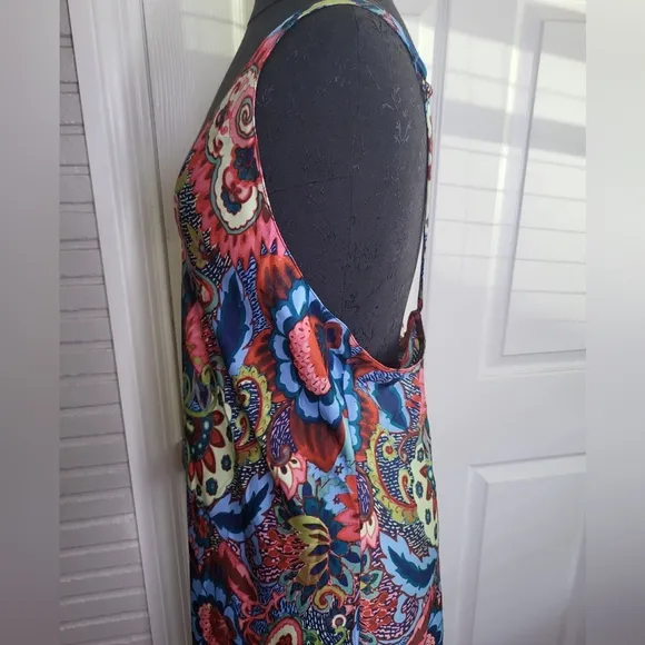Natori Vintage Psychedelic Satin Slip Dress
