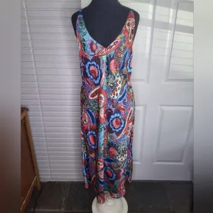 Natori Vintage Psychedelic Satin Slip Dress