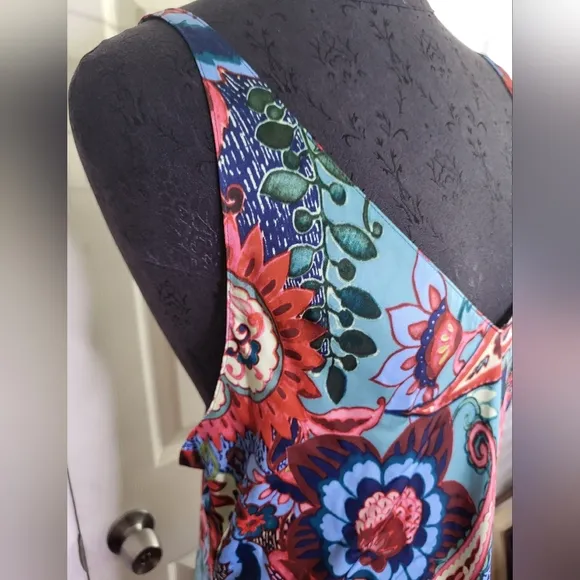 Natori Vintage Psychedelic Satin Slip Dress