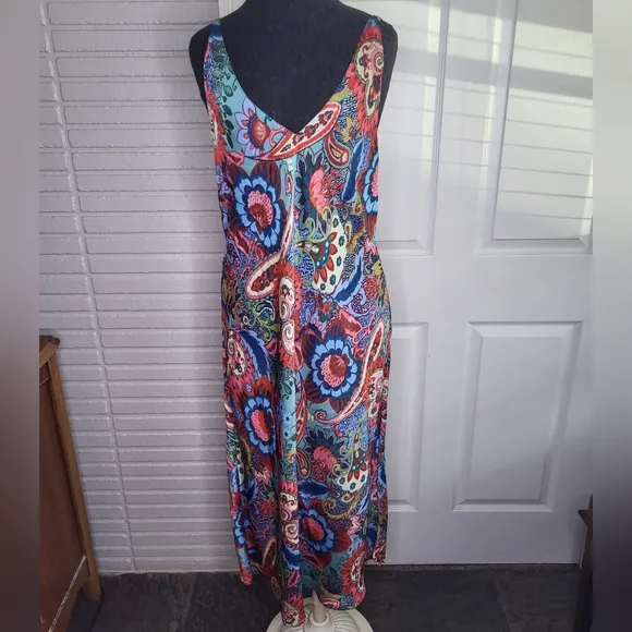 Natori Vintage Psychedelic Satin Slip Dress