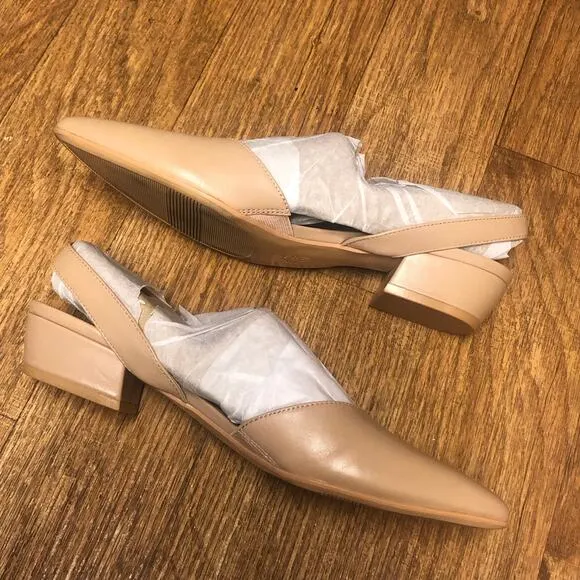 Naturalizer Banks Pointed Toe Slingback Flat Pump in Tan Size 9