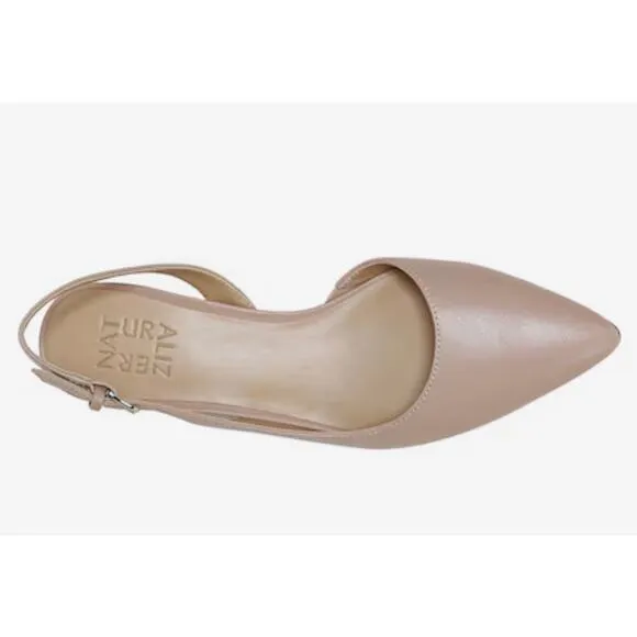 Naturalizer Banks Pointed Toe Slingback Flat Pump in Tan Size 9