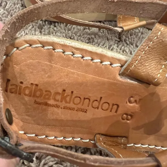 New 38 / 7 Anthropologie laidback London blyth flower embellished sandals tan