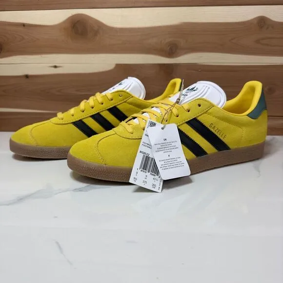 NEW - Adidas Gazelle Jamaica Football Federation Yellow Suede Sneakers US 9.5