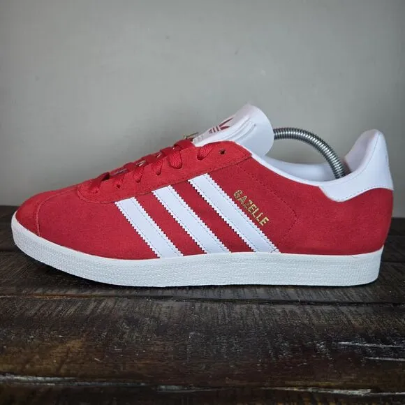 NEW Adidas Gazelle Mens Size 9.5 Low Top Shoes Sneakers Red Scarlet White JI1534